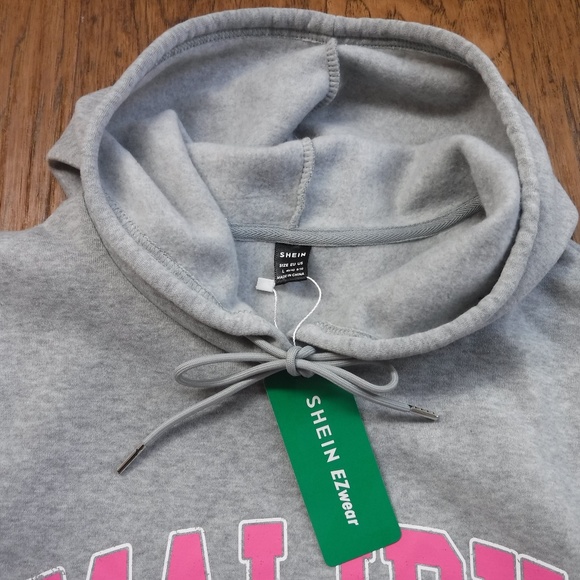 SHEIN "Malibu" Beach Gray Hooded Sweatdress Women L ~NWT~ - Picture 4 of 7